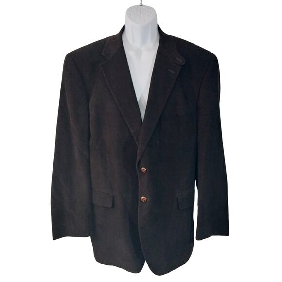 LAUREN BY RALPH LAUREN! LUXE BLACK FINE WALE CORDUROY ELBOW PATCH JACKET! SZ 46R - Picture 3 of 11